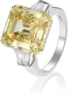 💍 emerald cut solitaire baguette 3-stone 9 carat cz engagement ring in sterling silver: ainuoshi wedding anniversary band jewelry logo