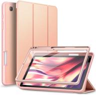 📱 suritch case: samsung galaxy tab s6 lite 10.4" - full body smart cover with screen protector, pencil holder, and trifold stand - rose gold logo