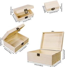 img 3 attached to Deloky Set of 4 Unfinished Wood Boxes - 4 Assorted Sizes with Hinged Lid and Locking Clasp - DIY Storage Pine Boxes for Crafts, Art, Jewelry, and Home Organization (4pcs)