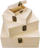 deloky set of 4 unfinished wood boxes - 4 assorted sizes with hinged lid and locking clasp - diy storage pine boxes for crafts, art, jewelry, and home organization (4pcs) logo