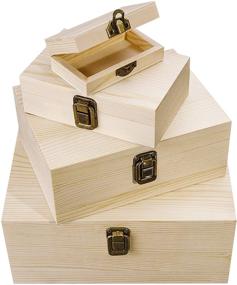 img 4 attached to Deloky Set of 4 Unfinished Wood Boxes - 4 Assorted Sizes with Hinged Lid and Locking Clasp - DIY Storage Pine Boxes for Crafts, Art, Jewelry, and Home Organization (4pcs)