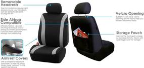 img 1 attached to FH Group Gray FB054GRAY115 Cosmopolitan Flat Cloth Seat Cover (Airbag Ready Split Bench Full Set)