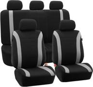 fh group gray fb054gray115 cosmopolitan flat cloth seat cover (airbag ready split bench full set) logo