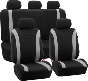 img 4 attached to FH Group Gray FB054GRAY115 Cosmopolitan Flat Cloth Seat Cover (Airbag Ready Split Bench Full Set)