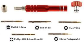 img 1 attached to Premium Small Screwdriver Set: Red 5-in-1 Micro Precision Screwdriver with Magnetic Bits for Smart Phones, Tablets, Eyeglasses, and Watches