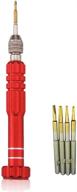 premium small screwdriver set: red 5-in-1 micro precision screwdriver with magnetic bits for smart phones, tablets, eyeglasses, and watches logo