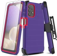 📱 leptech galaxy a32 5g purple case + tpu screen protector | holster series full body heavy duty armor protective phone cover with kickstand belt clip case for samsung galaxy a32 5g 6.5 logo