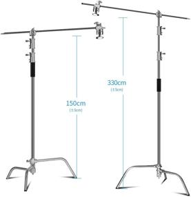 img 1 attached to SH Photography Light Stands: Heavy Duty C Stand with Stainless Steel Adjustable Stand & 4.1ft Holding Arm - Ideal for Reflectors, Monolights, Softboxs