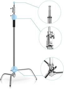 img 3 attached to SH Photography Light Stands: Heavy Duty C Stand with Stainless Steel Adjustable Stand & 4.1ft Holding Arm - Ideal for Reflectors, Monolights, Softboxs