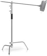 sh photography light stands: heavy duty c stand with stainless steel adjustable stand & 4.1ft holding arm - ideal for reflectors, monolights, softboxs logo