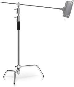 img 4 attached to SH Photography Light Stands: Heavy Duty C Stand with Stainless Steel Adjustable Stand & 4.1ft Holding Arm - Ideal for Reflectors, Monolights, Softboxs