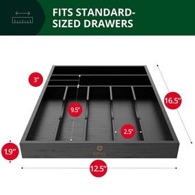 img 3 attached to 🎍 Black Bamboo Kitchen Drawer Organizer - Efficient Silverware and Cutlery Tray with Grooved Dividers for Flatware and Kitchen Utensils (7 Slots)