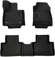 🚗 aiqiying rav4 floor mats - compatible with 2019-2021 toyota rav4, all-weather guard, 3d modeling, durable & flexible tpe, front & rear 2 rows, custom fit, non-hybrid models logo