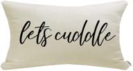 🏡 farmhouse lumbar pillow covers - let’s cuddle quote 12" x 20" rustic décor - housewarming gifts for family room décor logo