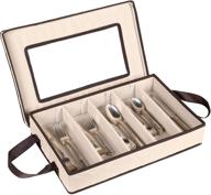 🍽️ premium flatware storage case: durable 5-compartment tableware utensil chest with removable lid and easy to carry handles - keep cutlery organized and protected in large capacity container логотип