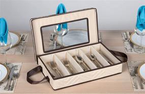 img 1 attached to 🍽️ Premium Flatware Storage Case: Durable 5-Compartment Tableware Utensil Chest with Removable Lid and Easy to Carry Handles - Keep Cutlery Organized and Protected in Large Capacity Container