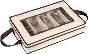 img 3 attached to 🍽️ Premium Flatware Storage Case: Durable 5-Compartment Tableware Utensil Chest with Removable Lid and Easy to Carry Handles - Keep Cutlery Organized and Protected in Large Capacity Container