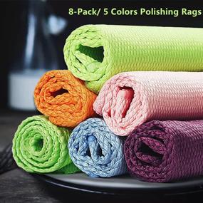 img 3 attached to 🧼 8-Pack Fish Scale Microfiber Cleaning Cloths - Streak-Free Polishing Cloths for Mirrors, Size: 11.8"x 15.7