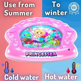 img 1 attached to 👶 PRINCESSEA XL Baby Water Mat Set – Sea-Themed Sensory Toy for Water Activity and Tummy Time - Includes Adjustable Headband and Fruit Pacifier Feeder - Suitable for Ages 3 Mos - Dimensions: 45.7x44 in