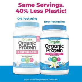 img 2 attached to 🌱 Orgain Organic Protein + Superfoods Powder: Vanilla Bean Flavor - Protein Packed, Vegan, Plant Based, Fiber Rich, No Dairy, Gluten, Soy or Added Sugar, Non-GMO – 2.02lb