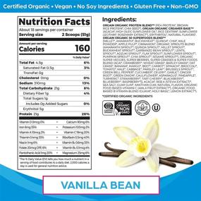 img 3 attached to 🌱 Orgain Organic Protein + Superfoods Powder: Vanilla Bean Flavor - Protein Packed, Vegan, Plant Based, Fiber Rich, No Dairy, Gluten, Soy or Added Sugar, Non-GMO – 2.02lb