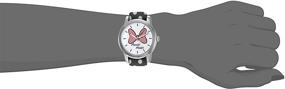 img 3 attached to Disney Minnie Mouse Women's Silver Alloy Watch - Reversible Black & White Nylon Strap