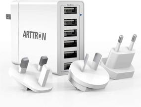 img 4 attached to Адаптер для путешествий Arttron 40W 6-портовый USB зарядное устройство для iPhone, iPad, Samsung 🔌 Galaxy, LG, Nexus, HTC и многое другое - съемный штекер, быстрая зарядка для всех устройств USB 5V.