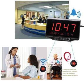img 2 attached to 🔔 Wireless Calling System - Restaurant Pager, Customers Patient Caregiver Alert Paging System for Clinic Hospital Church Office Cafe Shop - Smart Nurse Call Button, 1 Display Receiver and 10 Call Button