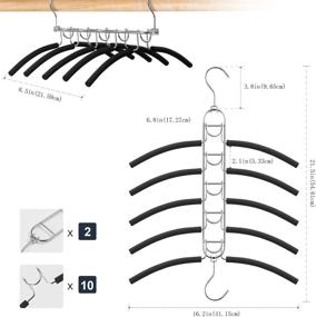 img 1 attached to 🧥 HuaQi Anti-Slip Padded Hangers for Closet Organization - Space Saving Magic Clothes Hangers, Heavy-Duty for Coats, Suits, Shirts, Sweaters (2-Pack, Black)