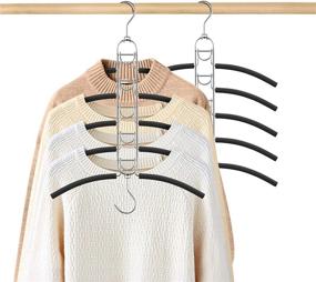 img 4 attached to 🧥 HuaQi Anti-Slip Padded Hangers for Closet Organization - Space Saving Magic Clothes Hangers, Heavy-Duty for Coats, Suits, Shirts, Sweaters (2-Pack, Black)