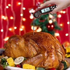 img 3 attached to Digital Meat Thermometer by DOQAUS - Folding Probe, Calibration, Reversible Display - Instant Read BBQ Kitchen Thermometer for Turkey, Grill, Candy, Liquid