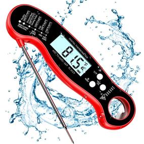 img 4 attached to Digital Meat Thermometer by DOQAUS - Folding Probe, Calibration, Reversible Display - Instant Read BBQ Kitchen Thermometer for Turkey, Grill, Candy, Liquid