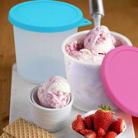 img 3 attached to Sophico Ice Cream Freezer Storage Container with Silicone Lids - Perfect for Food Storage Tub, Meal Prep, Soup, and More! (Set of 4, MIX)