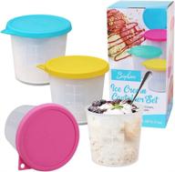 sophico ice cream freezer storage container with silicone lids - perfect for food storage tub, meal prep, soup, and more! (set of 4, mix) логотип