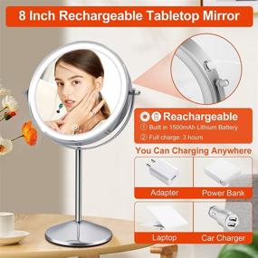 img 3 attached to 🪞 Rechargeable Lighted Makeup Mirror 10x Magnification - Adjustable Brightness, Double Sided and 360 Degree Swivel