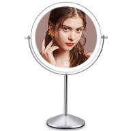 🪞 rechargeable lighted makeup mirror 10x magnification - adjustable brightness, double sided and 360 degree swivel logo
