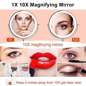 img 2 attached to 🪞 Rechargeable Lighted Makeup Mirror 10x Magnification - Adjustable Brightness, Double Sided and 360 Degree Swivel