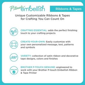 img 2 attached to 🎀 Brother P-touch Embellish Gold Print on Mint Green Satin Ribbon TZERM34 - Shop Now for High-Quality Ribbon for P-touch Embellish Printer