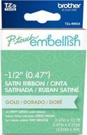 🎀 brother p-touch embellish gold print on mint green satin ribbon tzerm34 - shop now for high-quality ribbon for p-touch embellish printer logo