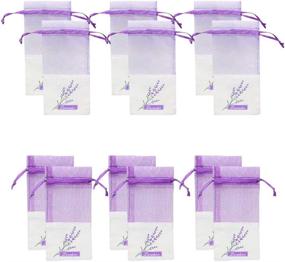 img 4 attached to 🛍️ EZESO Essential Skincare Sachet Empty Bags: Lavender, Spice, and Herb Linen Fabric Organza Gauze Bags (12pcs Purple Drawstring Bag)