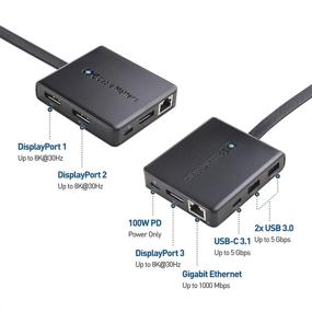 img 3 attached to Улучшенная связь: Концентратор Cable Matters Triple Monitor USB C с DisplayPort, USB-A/C, Ethernet и зарядкой мощностью 100 Вт - совместим с Thunderbolt 3/4.