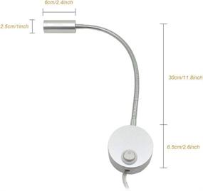 img 2 attached to 🔌 Flexible Gooseneck LED Sconce Lamp with Plug & Switch for Bedroom, Office, Workbench, Studio - WeFoonLo 3W Wall Mounted Reading Light (01 Silver Warm)