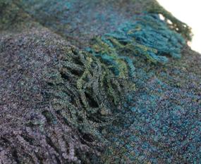 img 1 attached to 🧣 Irish Wool Ruana Wrap for Women - Biddy Murphy, Made in Ireland, 85% Lambswool, Soft & Lightweight, Warm Teal Check Shawl, Ideal Irish Gift, 54" X 72