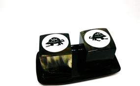 img 4 attached to Exquisite Zebu Horn Square Salt and Pepper 🦌 Shakers Set with Tray - Handcrafted with Stunning Drawings