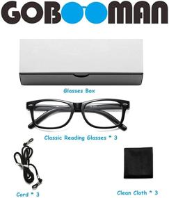 img 2 attached to 👓 GOBOOMAN Classic Light Weight Reading Glasses: Stylish & Affordable 3 Pack/5 Pack for Men & Women - Black