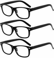 👓 gobooman classic light weight reading glasses: stylish & affordable 3 pack/5 pack for men & women - black logo