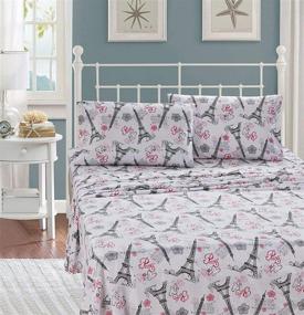 img 1 attached to 🏰 Enhance Your Home Décor with Better Home Style Pink White Black Paris Eiffel Tower Bonjour Design 7 Piece Comforter Bedding Set Bed in a Bag with Complete Sheet Set - FS Paris Pink (Full)