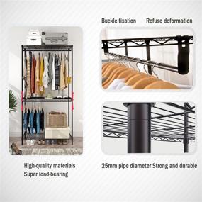 img 1 attached to 💪 Vitaic Rolling Garment Rack with 3 Tiers, Adjustable Wire Shelving and Heavy-Duty Hanging Bar - Holds Up to 400lbs