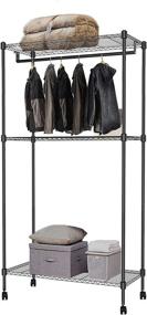 img 3 attached to 💪 Vitaic Rolling Garment Rack with 3 Tiers, Adjustable Wire Shelving and Heavy-Duty Hanging Bar - Holds Up to 400lbs