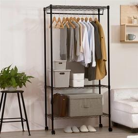 img 4 attached to 💪 Vitaic Rolling Garment Rack with 3 Tiers, Adjustable Wire Shelving and Heavy-Duty Hanging Bar - Holds Up to 400lbs